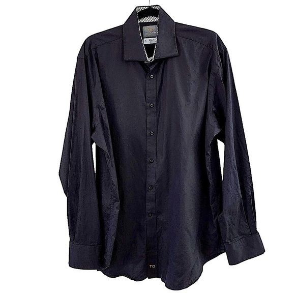 Thomas Dean Black Long Sleeve Shirt with Contrast Cuff Size XL - Picture 1 of 8